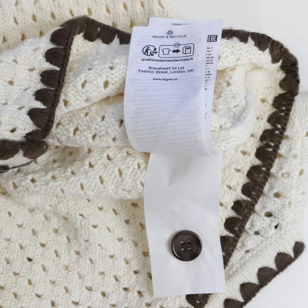 ALIGNE Camilla Crochet Top 4 Pointelle Knit‎ Sweater Vest